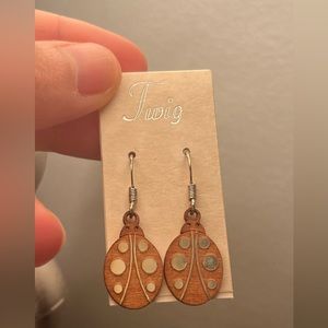 Wooden ladybug earrings
